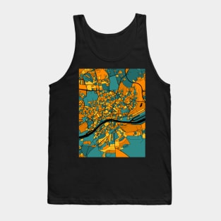 Frankfurt Map Pattern in Orange & Teal Tank Top